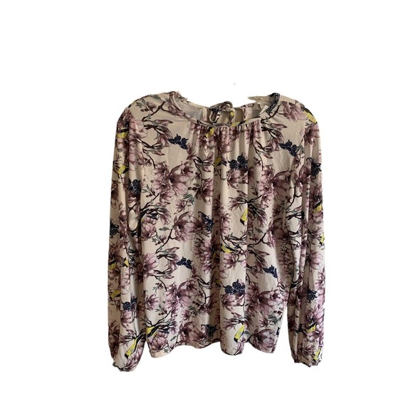 H&M Women's High Neck Long Sleeve Muted Floral Blouse Size XS - Picture 1 of 6